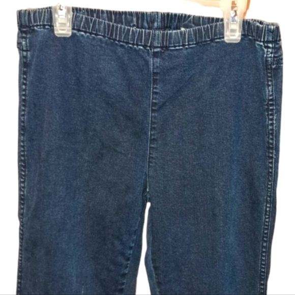 H & M Dark Skinny Jeans Elastic Waist Pull On Size Medium 7/8 - Picture 2 of 11